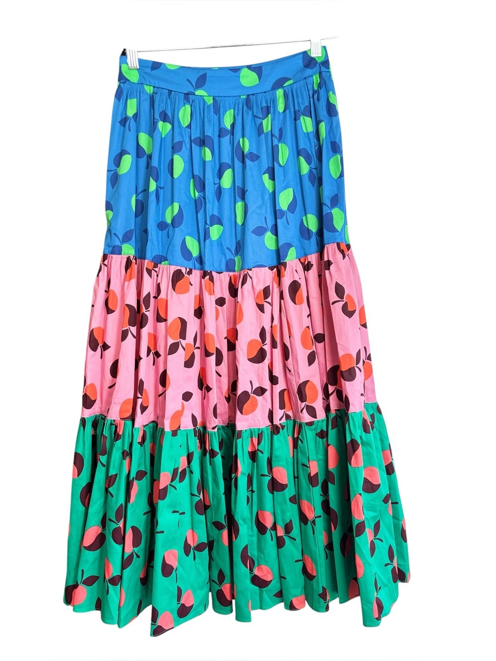 kate spade Colorblock Tiered Midi Skirt in Blue, Pink & Green